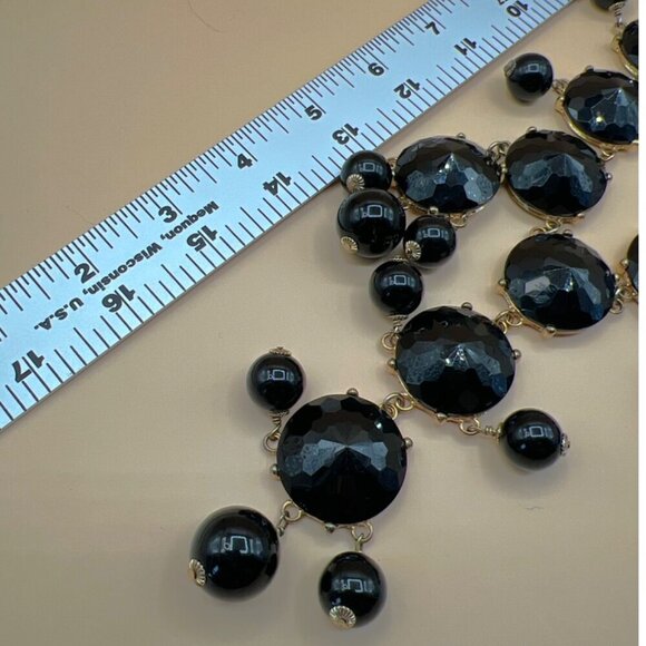 Statement JCrew Black Faceted Bead Bib Necklace.  C2 - Picture 11 of 11